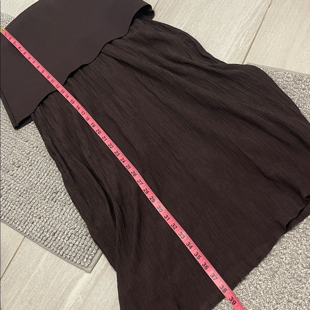 Zara Chocolate Brown Layered Waist Chiffon Maxi Skirt Minimalist Flowy Medium - Picture 7 of 7